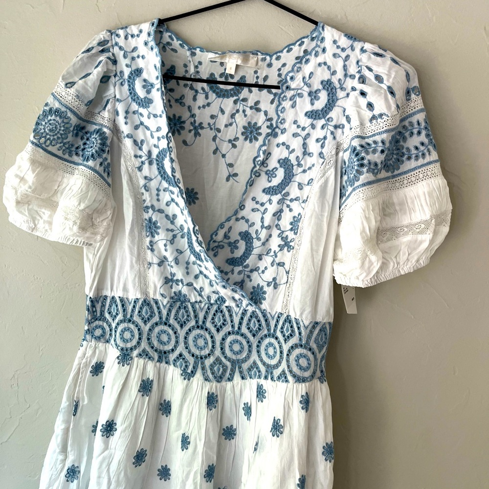 LoveShackFancy White and Blue Mini Dress - Picture 4 of 6